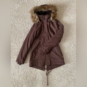 Hollister Brown Parka Coat with Removable Faux Fur Hood